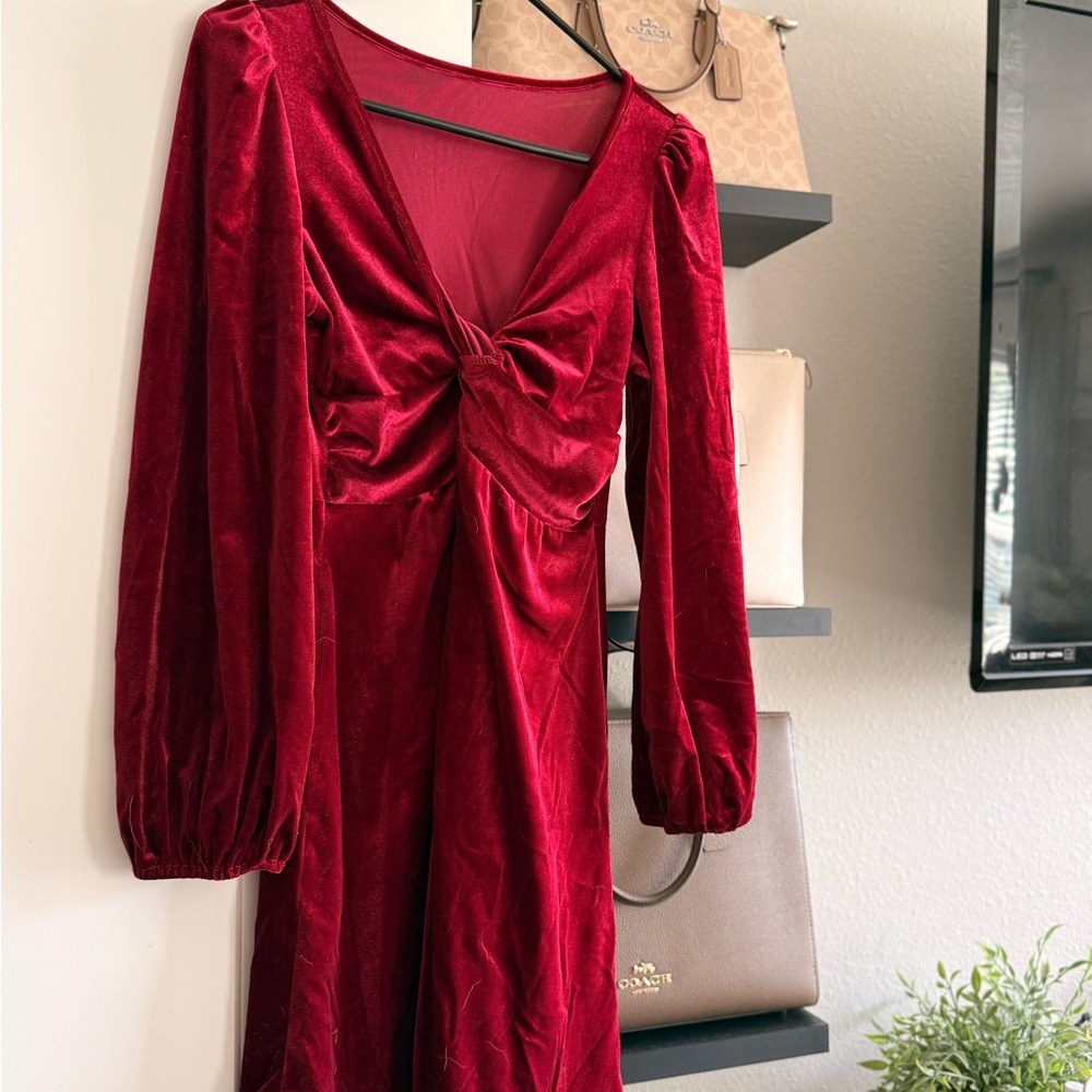 Elegant Red Velvet Dress